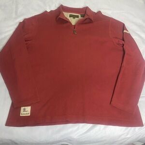 Timberland Red Quarter-Zip Pullover Sweatshirt Men's XL Fleece Mock Neck